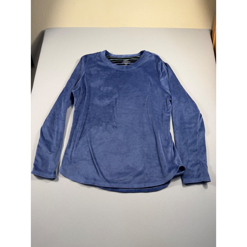 ClimateRight by Cuddl Duds Womens XL Blue Velour Long Sleeve Top Thumbholes